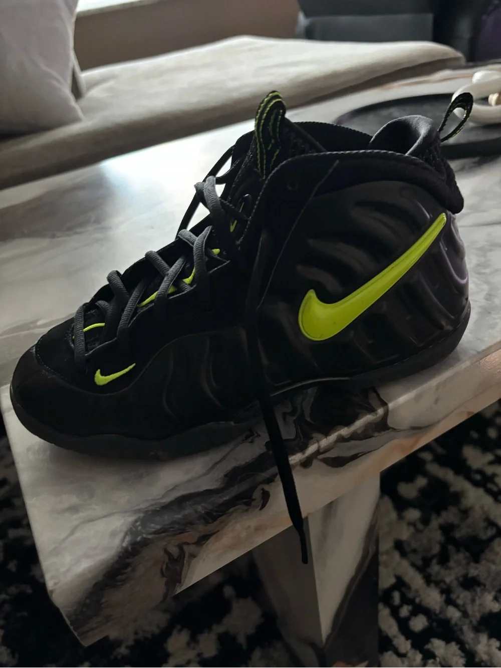 Nike Kids Black Sneakers with Volt Swoosh